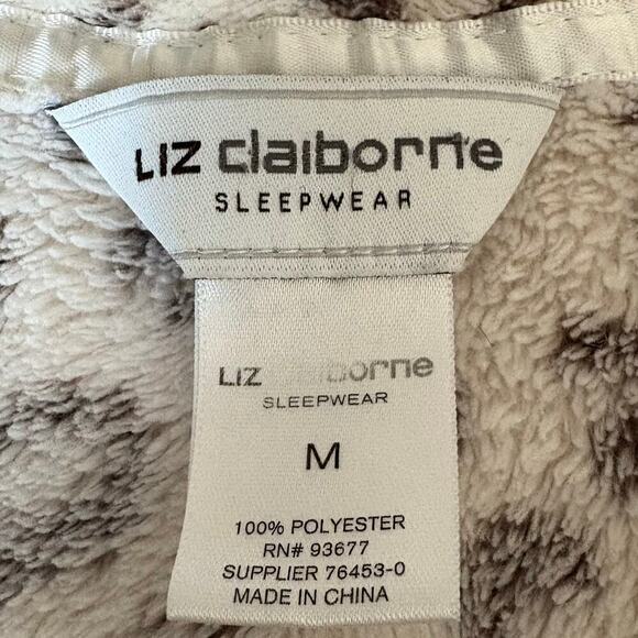 LIZ CLAIBORNE Bathrobe White Cheetah Sz M Sleepwear Comfort Chic Loungewear Cozy - Picture 5 of 9